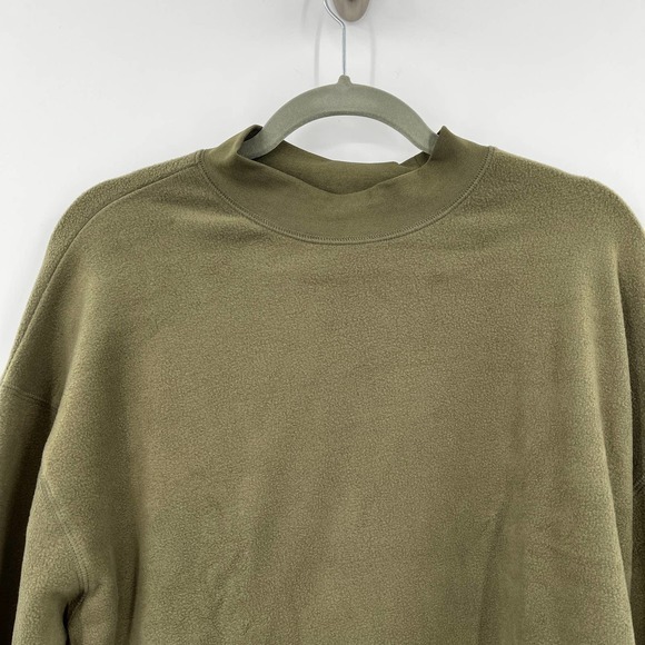 Abound Olive Night Mock Neck Long Sleeve Cropped Fleece Pullover Size Medium New - Picture 2 of 6